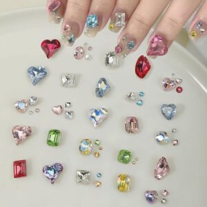 Nail Charms Rhinestone Mixed Large Crystal Stone Pink Purple Bling Big Nail Gems Rhinestones DIY Nail Jewelry 3D Nail Art AB Rhinestones Diamonds for Nail Art Decoration